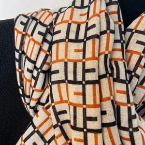 Elegant women's geometric print scarf fashion lightweight breathable shawl for autumn winter.
