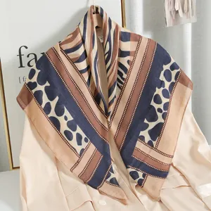 Damen Mode geometrischer Leo Print quadratischer Schal Fruehling Herbst Duenner Schal