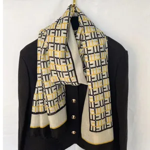 Women fashion geometric printed scarf luxury style elegant shawl winter neckerchief