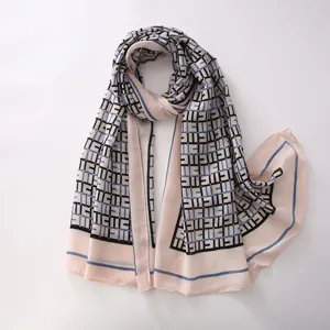 Women's lightweight printed cotton linen scarf elegant casual sun protection shawl wrap