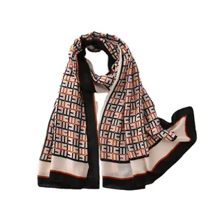 Stylish geometric print women scarf lightweight casual shawl versatile fashion neck wrap