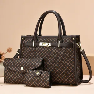 Ensemble de sac à main élégant imprimé, grand sac cabas épaule pour femmes et mères.