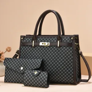 Sac à Main pour Femmes en Cuir PU Cabas Imprimé Vintage Grande Capacité Sac Bandoulière Portefeuille Porte-Cartes
