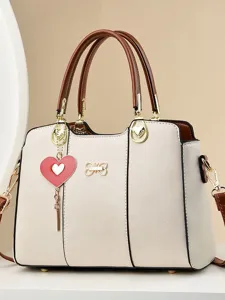 Elegant women shoulder handbag stylish top handle tote bag PU leather casual daily purse