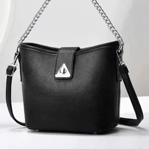 Sac Seau en Cuir PU pour Femmes Minimaliste Urbain Grande Capacité Sac à Bandoulière Porté Epaule avec Sangle Chaîne