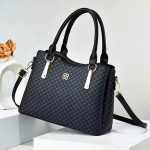 Mujeres Cuero PU Estampado Bolso Saco Moda Asa Superior Bandolera Bolso Casual