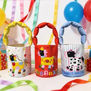 Bolso de Mano de Terciopelo de Lona para Niños con Estampado de Caballo de Dibujos Animados Lindo Bolsa de Almacenamiento de Artículos Diversos para Guardería Bolsa Casual Diaria