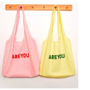 Casual canvas tote bag with letter print, large capacity, stylish everyday wear bag