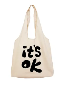Canvas tote bag for women, large capacity summer casual shoulder bag with stylish letter print.