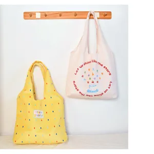 Canvas tote bag large capacity cute shoulder bag for students daily use and school details