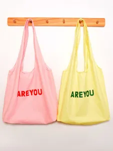 Casual Canvas Tote Bag Large Capacity Minimalist Shoulder Bag Solid Color Letter Print Shopping Bag For Women