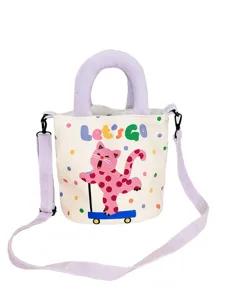 Autumn winter flannel handbag crossbody bag women niche bucket bag polka dot cat phone bag