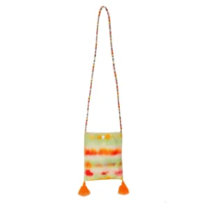 Ethnic style colorful crossbody phone bag with beaded strap and adorable tassels for women.