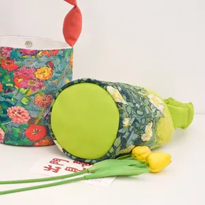 Borsa secchiello pittura a olio Van Gogh tela stampa floreale tracolla borsa a mano donna