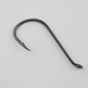 High-carbon steel octopus fishing hook with barbed curved shank for saltwater sea fishing.
