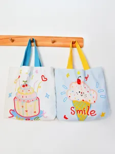 Cute canvas tote bag women summer cartoon cute handbag casual student shoulder bag