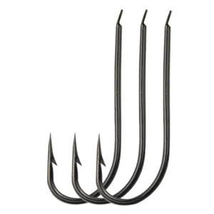 High quality carbon steel fishing hooks with barbed points, durable sea fishing tackle.