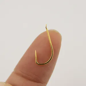 Gold barbless fishing hook fine wire bulk hooks for crucian carp wild fishing gear