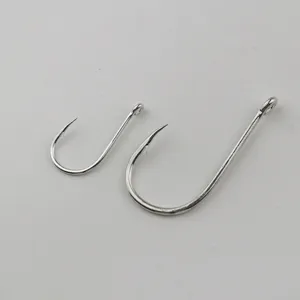 Bright Tin Chinu Fishing Hooks Barbed Eyed Offset Hooks For Saltwater Rock Fishing Heavy Duty Fishing Tackle