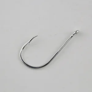 Stainless steel fishing hook with barbed ringed eye for saltwater sea rock fishing gear