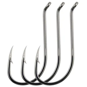 Stainless steel octopus fishing hooks with barbs, sharp eagle beak design for sea fishing tackle.