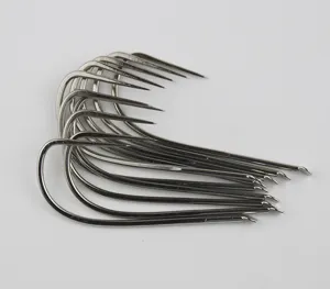 Detailaufnahme von schweren widerhakenlosen Angelankern, Edelstahl Großfisch Angelhaken.
