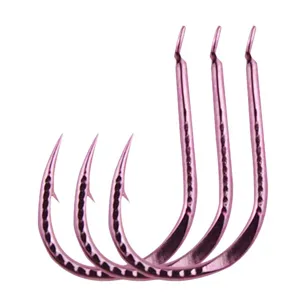 Pink hammered fishing hooks barbed hooks set for freshwater carp fishing tackle equipment.