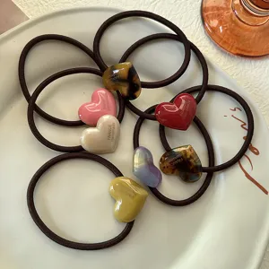Elastici per capelli cuore acetato colori caramella stile coreano alta elasticità coda