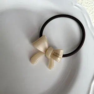 Elegant acetate bow hair tie, high elastic rubber band, exquisite handmade daily hair accessory.