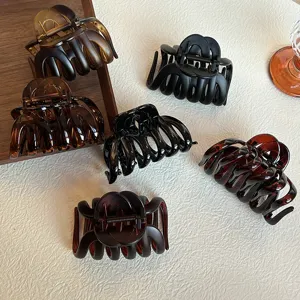 Korean style hair claw clip large shark hairclips tortoiseshell matte black hair accessories for women