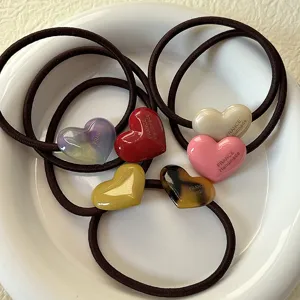 Elastico per capelli cuore acetato dolce colore caramella supporto coda cavallo dettaglio