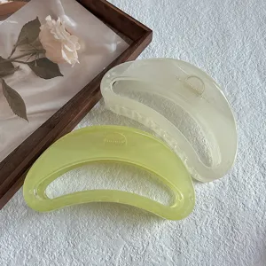 Korean transparent jelly hair claw clip large crescent hair catch for women and girls daily wear