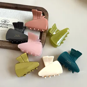 Korean Sweet Acetate Hair Claw Geometric Jelly Color Side Fringe Hair Clip Minimalist Hair Accessories For Women