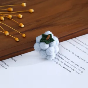 Handmade light blue wool felt blackberry grape DIY craft accessory for hat hairpin decoration.