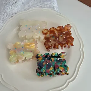 Acetate Hair Claw Clip Cute Cookie Color Block Wave Shark Clip Rhinestone Hair Catch For Women Girls Hair Accessories