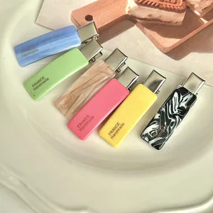 Candy color acetate side hair clips cute fringe hairpins sweet style fashion hair accessories detail view