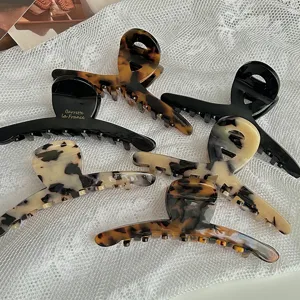 French Vintage Thickened Acetate Hair Claw Large Leopard Tortoiseshell Shark Clip Hair Styling Accessories For Women