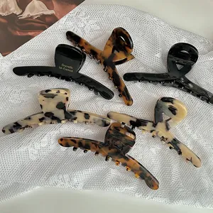 French style acetate hair claw set, thick large tortoiseshell shark clip for elegant women hair styling.