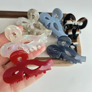 Sweet bow hair claw clip acetate shark clip for women elegant daily hair accessories