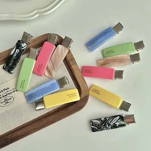 Korean Style Sweet Candy Color Acetate Hair Clip Geometric Rectangle Side Hair Barrettes Hair Accessories For Women