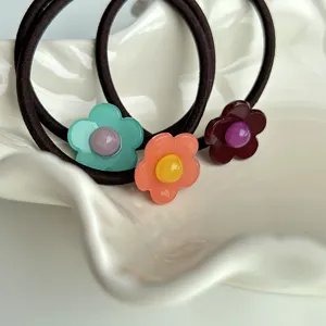 Lot de chouchous à fleurs, élastiques colorés en résine pour le style quotidien des femmes.