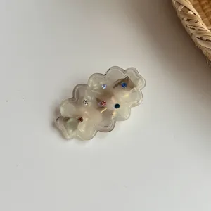 Korean sweet colorful rhinestone hair clip, elegant acrylic side bangs clip for women and girls.