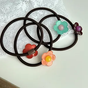 Jolis petits élastiques à cheveux fleurs pour femmes, attaches colorées pour queue de cheval
