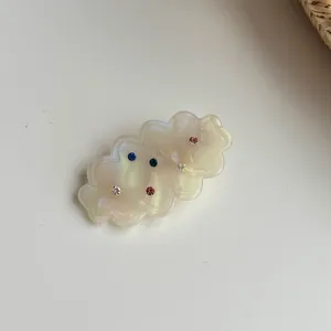 Korean style sweet iridescent cloud rhinestone hair clip for women charming hair accessory detail