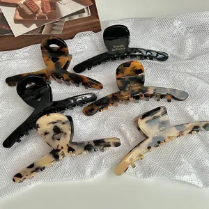 French acetate large hair claw clips tortoise shell and black shark clips for women styling