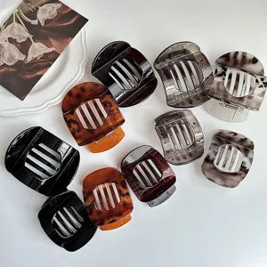 Retro curved hair claw clips set stylish tortoise shell resin hair catch for women daily styling