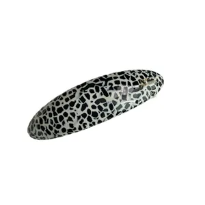 French vintage acetate oval hair clip black and white pattern barrette for women elegant daily wear