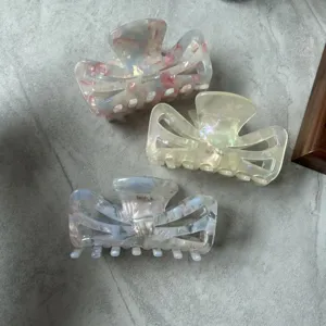 Mollette per capelli in acetato rosa design traforato perlato pinze medie accessori per capelli
