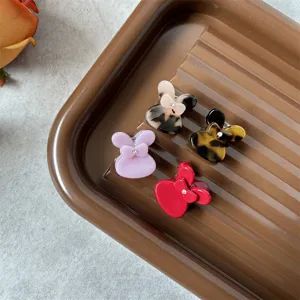 Cute mouse ear hair claw clips acetate resin small hair accessories for women daily styling