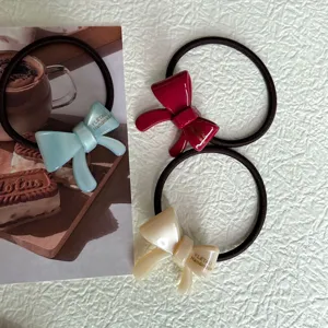 Korean style exquisite versatile acetate small bow hair tie ponytail holder rope